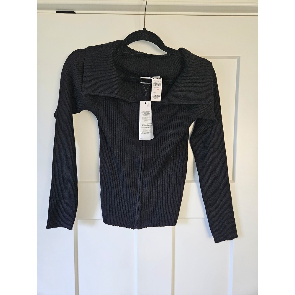 Noisy May crop knit cardigan black size large NWT